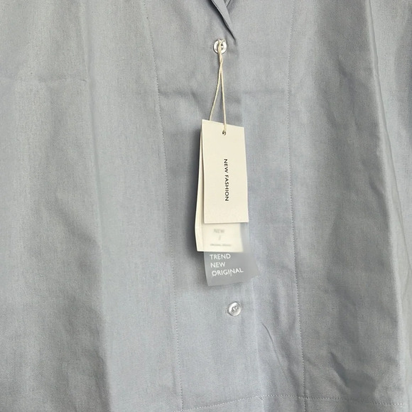 Womens Casual Button Down Shirt Linen Collared Short Sleeve Blouse V Neck Tops - Picture 7 of 8